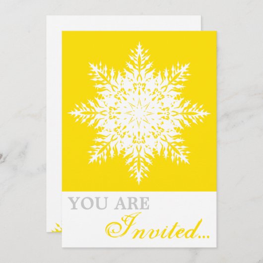 Snowflake jaune, blanc invitation de mariage d'hiv (Devant / Derrière)