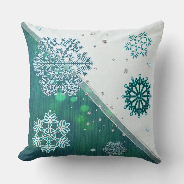 Snowflake Jeweled 3D Kussen (Voorkant)