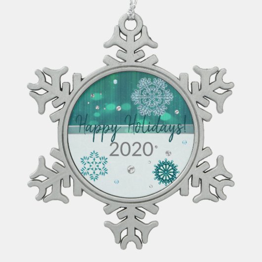Snowflake Jeweled 3D Tin Sneeuwvlok Ornament (Voorkant)