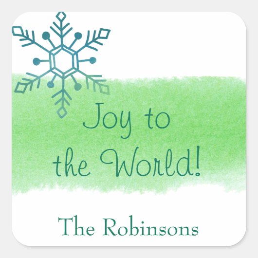 Snowflake Joy aan de wereld Vierkante Sticker (Voorkant)