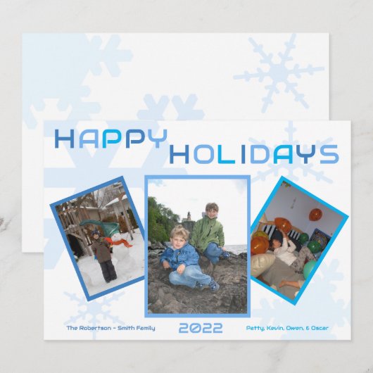 Snowflake Joyeuses Fêtes Photo Carte Plat (Devant / Derrière)