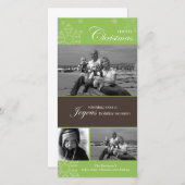 Snowflake Joyeux Noël Carte photo vert (Devant / Derrière)