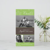 Snowflake Joyeux Noël Carte photo vert (Debout devant)