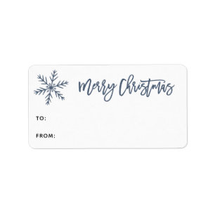 Snowflake Joyeux Noël Script Étiquette cadeau