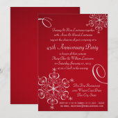 Snowflake Jubileum Party Rood Kaart (Voorkant / Achterkant)