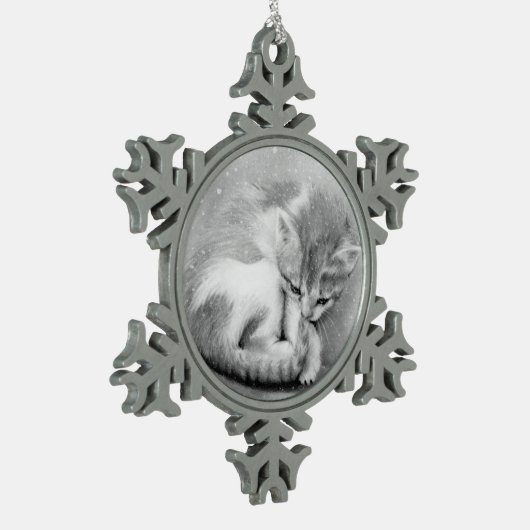 Snowflake Kat kerstversiering Tin Sneeuwvlok Ornament (Links)