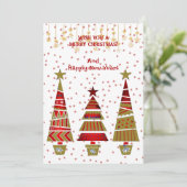 Snowflake kerst-goudsierbomen feestdagenkaart (Staand voorkant)