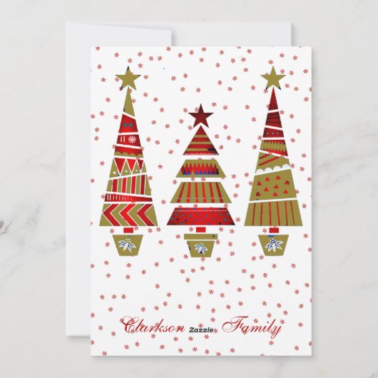 Snowflake kerst-goudsierbomen feestdagenkaart (Achterkant)