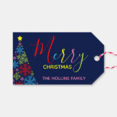 Snowflake kerstbomen Labels Cadeaulabel (Voorkant (Horizontaal))