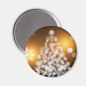 Snowflake kerstboom met gouden achtergrond magneet (Voorkant / Achterkant)
