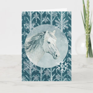 Snowflake-kerstfeestkaart voor sneeuwwitpaarden kaart