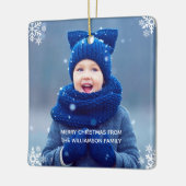 Snowflake kerstfoto Aangepast Keramisch Ornament (Links)
