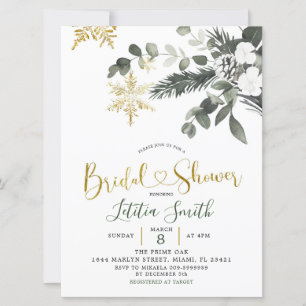 Snowflake Kerstmis Bridal Shower Uitnodiging