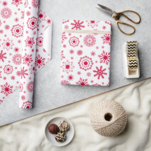 Snowflake kerstpapier met Ornament  Cadeaupapier