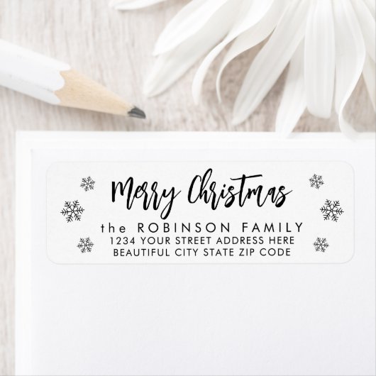 Snowflake kerstscript retournering adreslabel etiket (Insitu)