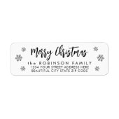 Snowflake kerstscript retournering adreslabel etiket (Voorkant)