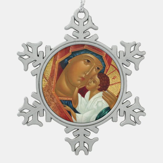 Snowflake kerstversiering met orthodoxe Pictogram Tin Sneeuwvlok Ornament (Voorkant)