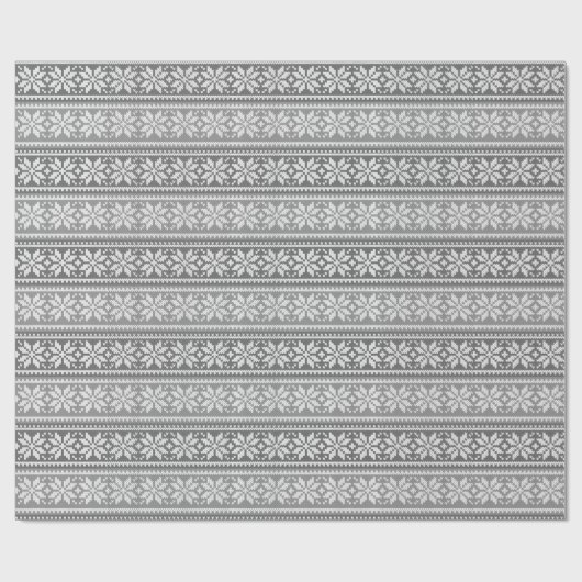 Snowflake Knit Sweater Pattern Winter Gray Cadeaupapier (Vlak)