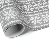 Snowflake Knit Sweater Pattern Winter Gray Cadeaupapier (Rol Hoek)