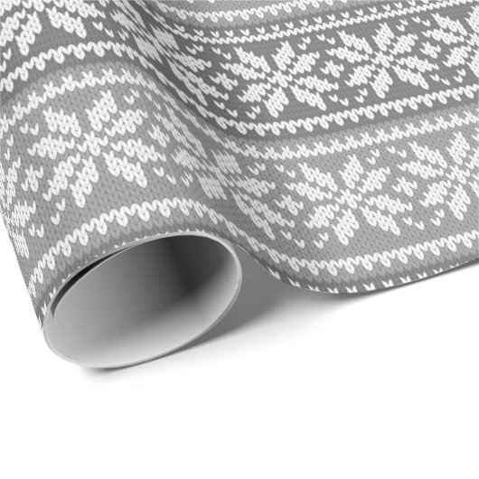 Snowflake Knit Sweater Pattern Winter Gray Cadeaupapier (Rol Hoek)