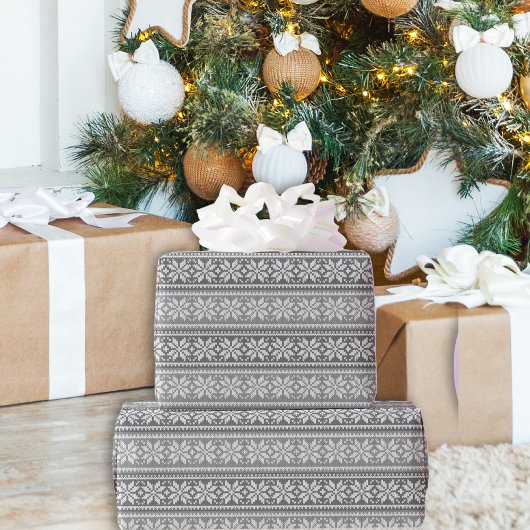 Snowflake Knit Sweater Pattern Winter Gray Cadeaupapier
