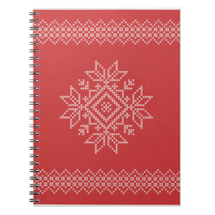 Snowflake kruis stikkeren rode kerstvakantie notitieboek