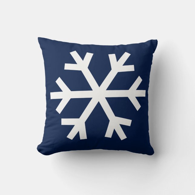 Snowflake-kussen - blauw van de marine kussen (Voorkant)