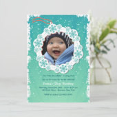 Snowflake Label Fotouitnodiging Kaart (Staand voorkant)