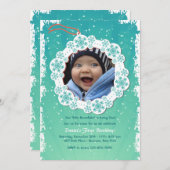 Snowflake Label Fotouitnodiging Kaart (Voorkant / Achterkant)