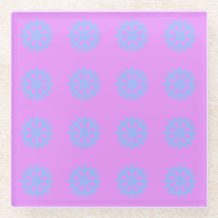 Snowflake Light Blue Winter Festive Pattern Lila Glazen Onderzetter