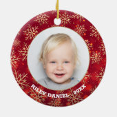 Snowflake Lijst Foto Keramisch Ornament (Achterkant)