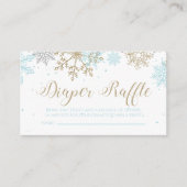 Snowflake luier Raffle Blue Gold Glitter Informatiekaartje (Voorkant)