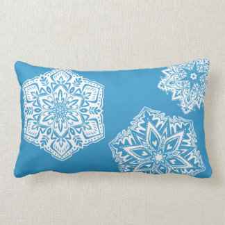 Snowflake lumbale kussen, blauw kussen