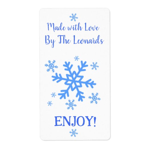 Snowflake MADE WITH LOVE Personalize NAME Etiket (Voorkant)