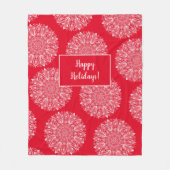 Snowflake Mandala Pattern Happy Holiday Red Winter Fleece Deken (Voorkant)