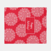Snowflake Mandala Pattern Happy Holiday Red Winter Fleece Deken (Voorkant (Horizontaal))