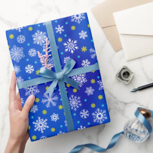 Snowflake marinier blauw koninklijk blauw, modern  cadeaupapier