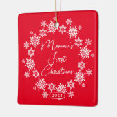 Snowflake Memaw's eerste kerstfeest Keramisch Ornament (Links)