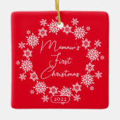 Snowflake Memaw's eerste kerstfeest Keramisch Ornament (Voorkant)