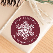 Snowflake Merry Christmas Holiday Red Ronde Sticker