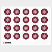 Snowflake Merry Christmas Holiday Red Ronde Sticker (Vel)