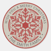  Snowflake Merry Kerstmis op maat Ronde Sticker (Voorkant)