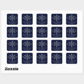 Snowflake met feestdag Blue en Silver Glitter Vierkante Sticker (Vel)