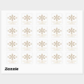 Snowflake met feestdag White en Gold Glitter Vierkante Sticker (Vel)