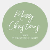 Snowflake met prettig kerstfeest ronde sticker (Voorkant)