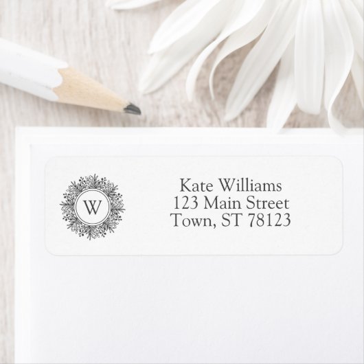 Snowflake Monogram kerstadres Etiket (Insitu)
