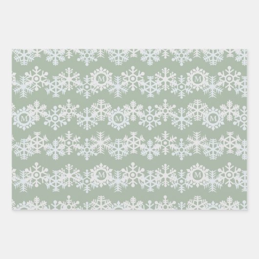 Snowflake Monogram Pastelverpakking Papieren Velle Inpakpapier Vel (Voorkant)