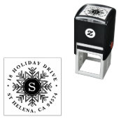 Snowflake Monogram van de Vakantie Adres Zelfinktende Stempel (In situ)