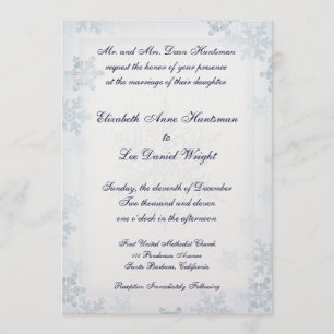 SnowFlake Monogrammed Wedding Invitation Kaart
