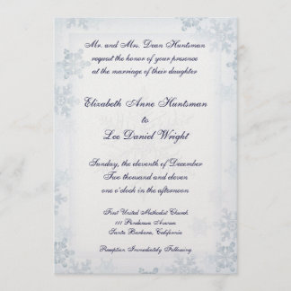 SnowFlake Monogrammed Wedding Invitation Kaart